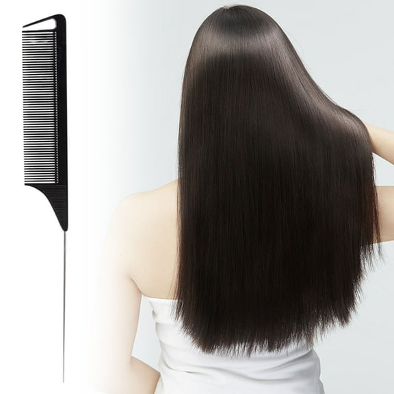 Rat Tail Comb for Parting, Portable Fine Tooth Teasing Comb for Styling, Hair Cutting, Braiding-Stainless Steel Pin Tail Teasing Comb