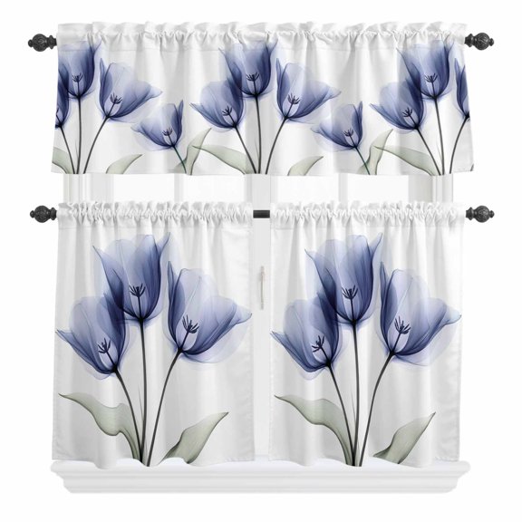 Rat Tailings Curtain Valances Set Green Plants Leaf Farmhouse Kitchen Curtains 24 inch Length Rod Pocket Valance and Tiers 3 Piece Set Small Bedroom Bathroom Laundry Decor