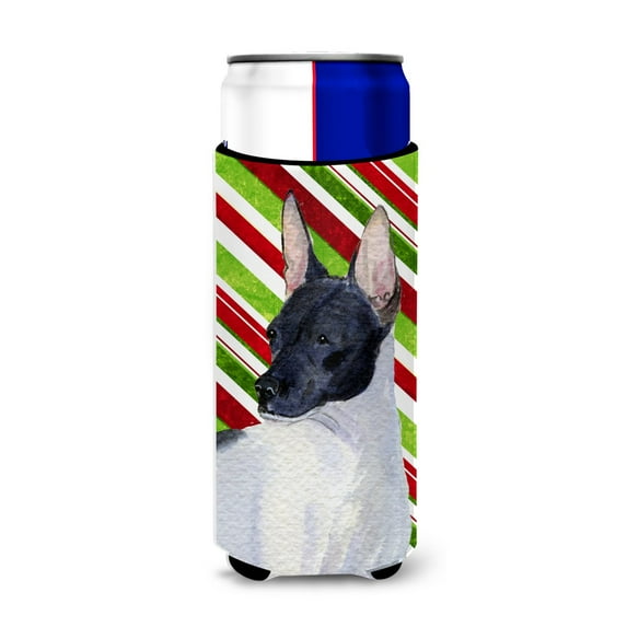 Rat Terrier Candy Cane Holiday Christmas Ultra Hugger for slim cans