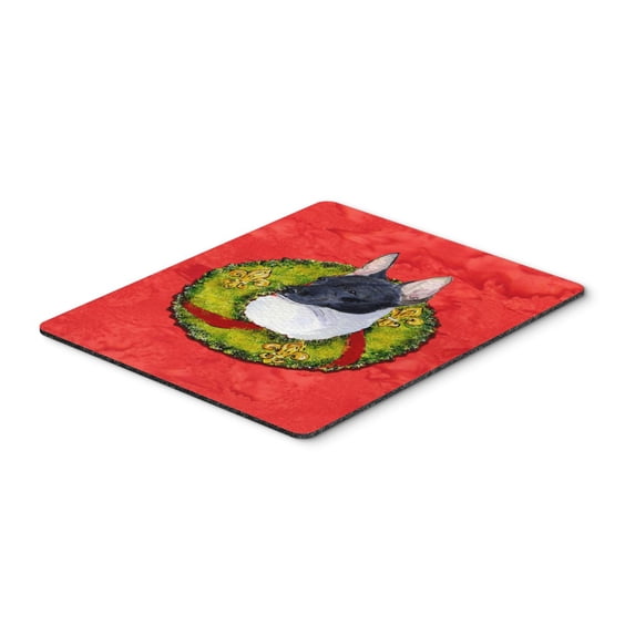 "Rat Terrier Cristmas Wreath Mouse Pad Hot Pad or Trivet"