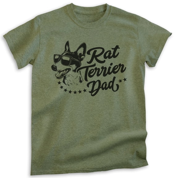 Rat Terrier Dad, Unisex Men's Shirt, Rat Terrier Owner, Funny Dog Dad Gift, Heather Military Green, X-Large