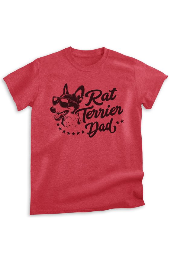 Rat Terrier Dad, Unisex Men's Shirt, Rat Terrier Owner, Funny Dog Dad Gift, Heather Red, Large