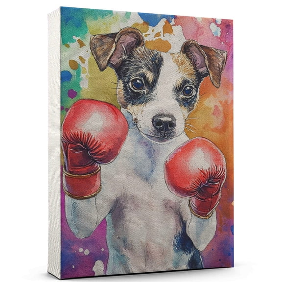 Rat Terrier Dog Canvas Boxing Canvas Print of Funny Rat Terrier Dog Wall Art, Boxing Sports Wall Decor, Home Decor, Dog Lover