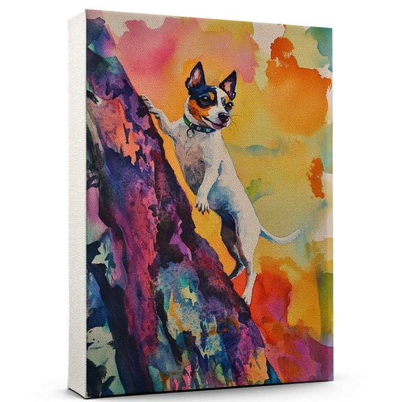 Rat Terrier Dog Canvas Climbing Canvas Funny Rat Terrier Dog Canvas Artwork, Funny Dog Wall Art for Climbing Room or Pet Shop