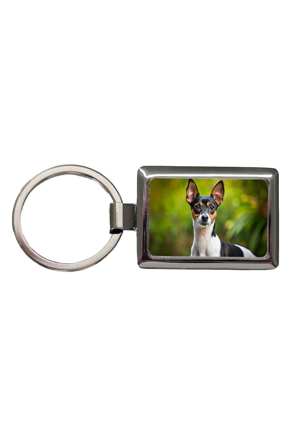 Rat Terrier Dog Photo Metal Rectangle Keychain