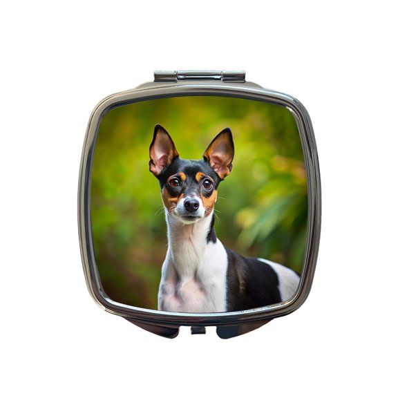 Rat Terrier Dog Photo Travel Makeup Handbag Purse Small Pocket Compact Mirror