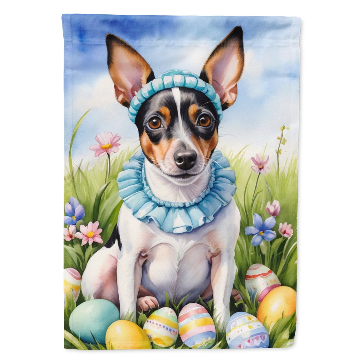 Rat Terrier Easter Egg Hunt House Flag