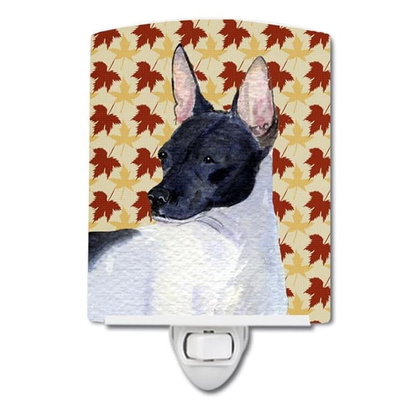 Rat Terrier Fall Leaves Portrait Ceramic Night Light