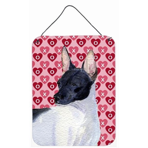 Rat Terrier Hearts Love and Valentines Day Aluminium Metal Wall Or Door Hanging Prints - 12 x 16 in.