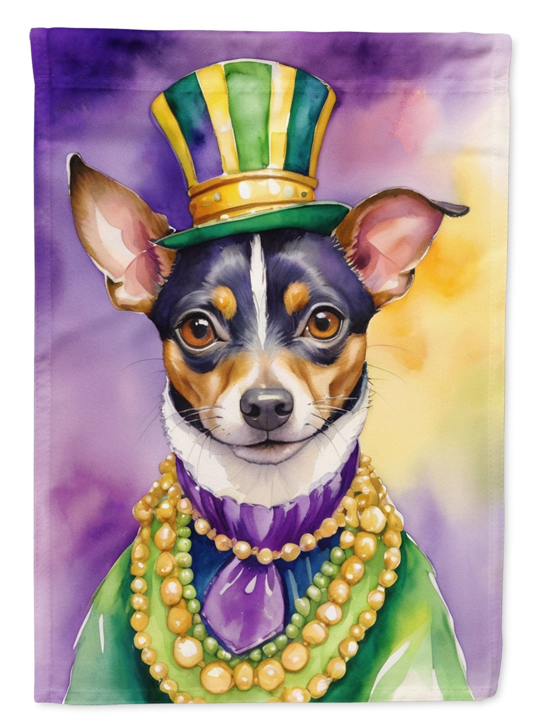 Rat Terrier King of Mardi Gras Garden Flag