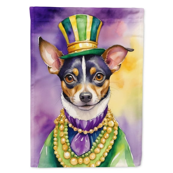Rat Terrier King of Mardi Gras Garden Flag