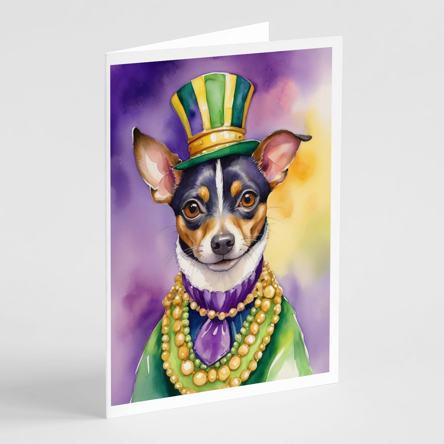 Rat Terrier King of Mardi Gras Greeting Cards Pack of 8 7 in x 5 in