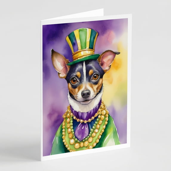 Rat Terrier King of Mardi Gras Greeting Cards Pack of 8 7 in x 5 in