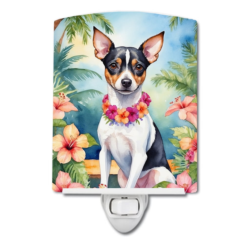 Rat Terrier Luau Ceramic Night Light 4 in x 6 in