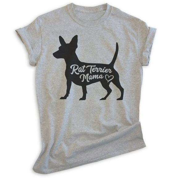 Rat Terrier Mama, Unisex Women's Shirt, Rat Terrier Owner, Funny Dog Mama Gift, Heather Gray, X-Large