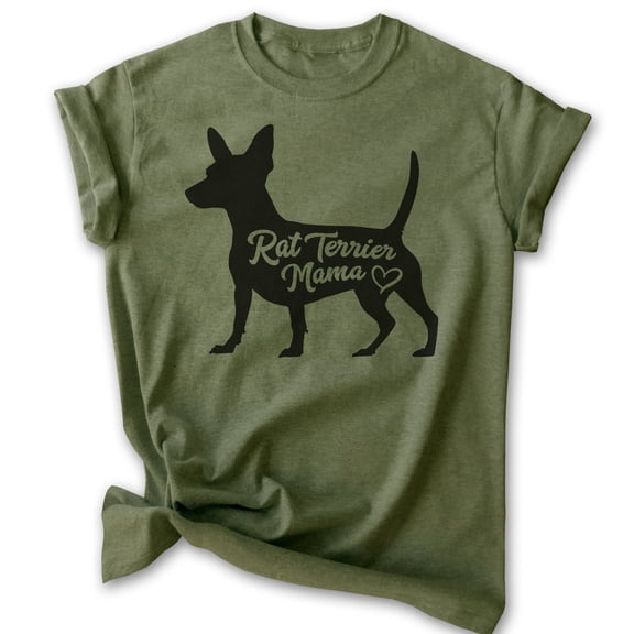 Rat Terrier Mama, Unisex Women's Shirt, Rat Terrier Owner, Funny Dog Mama Gift, Heather Military Green, Large