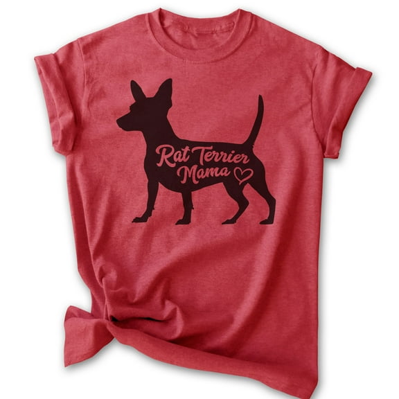 Rat Terrier Mama, Unisex Women's Shirt, Rat Terrier Owner, Funny Dog Mama Gift, Heather Red, Large