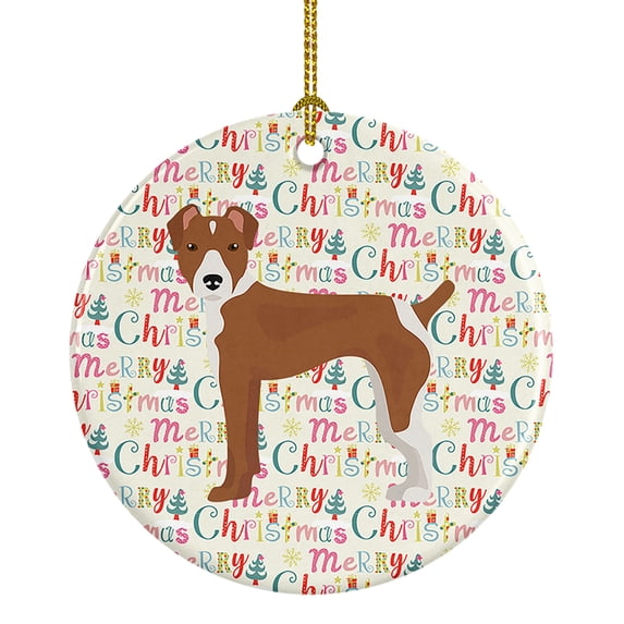 Rat Terrier Merry Christmas Ceramic Ornament 2.8 in x 2.8 in
