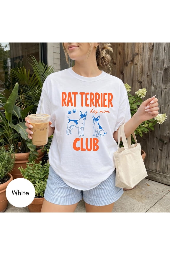 Rat Terrier Mom Club Shirt, Rat Terrier Lover Gifts, Vintage Style Dog Mama Graphic Tee