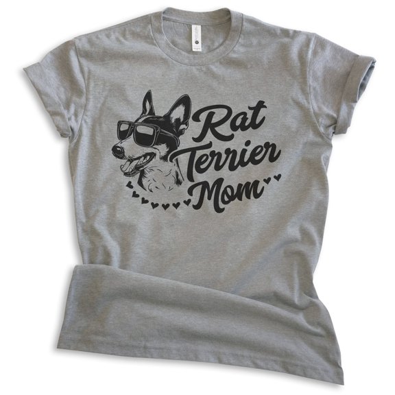 Rat Terrier Mom, Unisex Women's Shirt, Rat Terrier Owner, Funny Dog Mom Gift, Dark Heather Gray, XX-Large