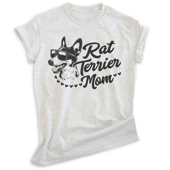 Rat Terrier Mom, Unisex Women's Shirt, Rat Terrier Owner, Funny Dog Mom Gift, Heather Ash, Medium