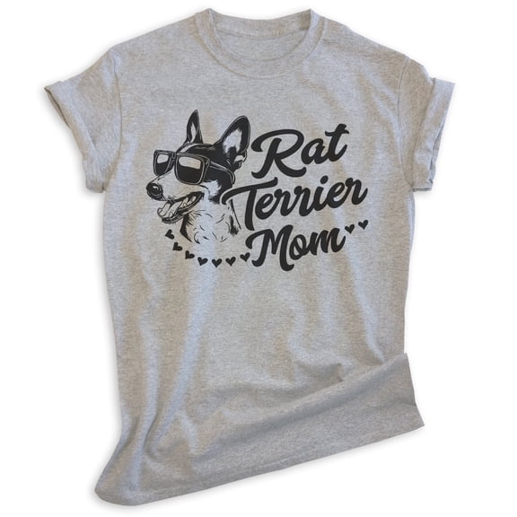Rat Terrier Mom, Unisex Women's Shirt, Rat Terrier Owner, Funny Dog Mom Gift, Heather Gray, Small