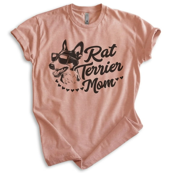 Rat Terrier Mom, Unisex Women's Shirt, Rat Terrier Owner, Funny Dog Mom Gift, Heather Sunset, Large