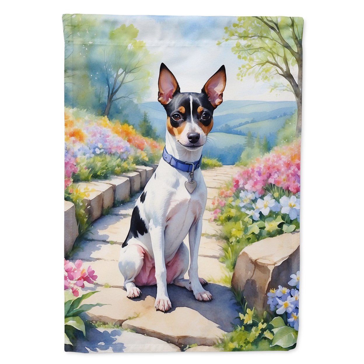 Rat Terrier Spring Path Garden Flag 11.25 in x 15.5 in