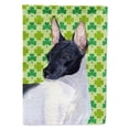 thumbnail image 1 of Rat Terrier St. Patrick's Day Shamrock Portrait Garden Flag, 1 of 1