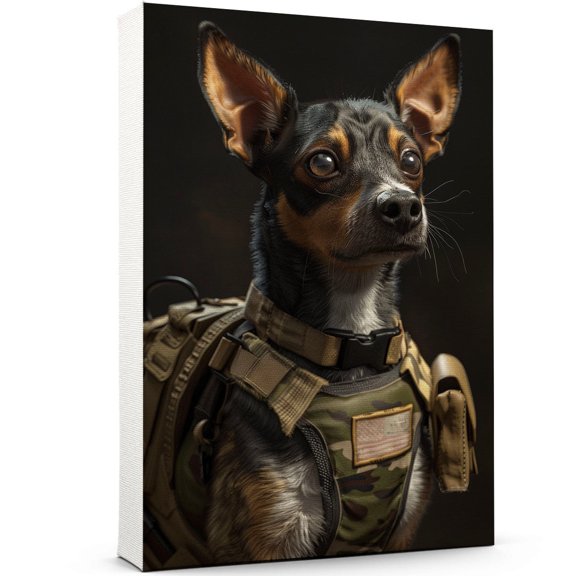 Rat Terrier Wall Art Soilder Dog Posters - Rat Terrier Dog Canvas Wall Art For Bedroom Decor - Motivational Wall Decor - Dog Portrait Painting
