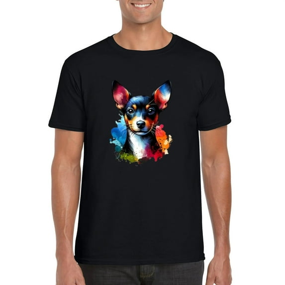 Rat Terrier Watercolor Dog Lover Artistic Colorful Pet Breed T-Shirt, for men & women, up to size 5XL