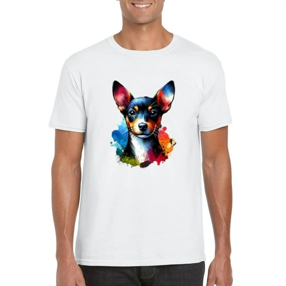 Rat Terrier Watercolor Dog Lover Artistic Colorful Pet Breed T-Shirt, for men & women, up to size 5XL