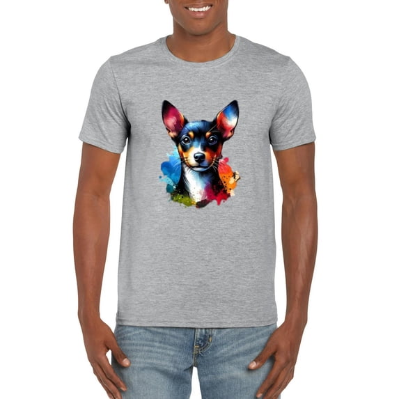 Rat Terrier Watercolor Dog Lover Artistic Colorful Pet Breed T-Shirt, for men & women, up to size 5XL