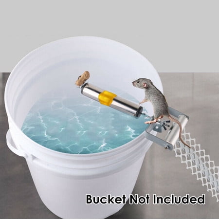 Rat Trap Bucket Spinner, Moclever Reusable Mouse Killer Roll Trap with 19.7in Mesh Ramp, Silver