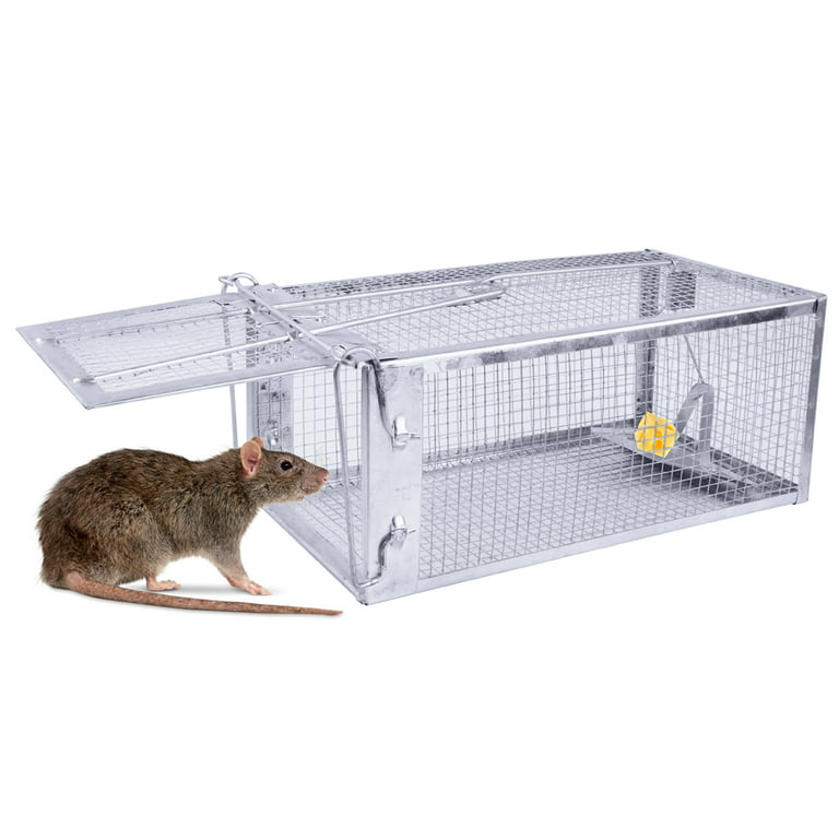 Rat Trap Cage Humane Live Rodent Trap Cage Galvanized Iron Mice Mouse  Control Bait Catch 