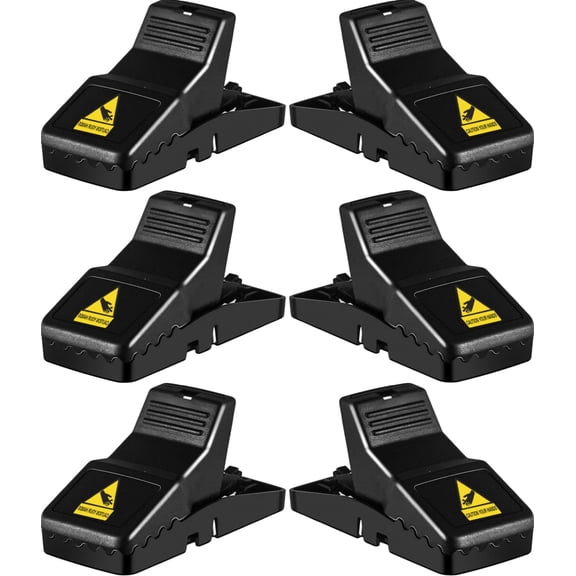 Rat Trap, Large Mouse Traps, Mouse Traps Indoor for Home, Instant Kill Traps for Mouse Rat Chipmunk, Quick Set Up and Reusable - 6 Pack, Black