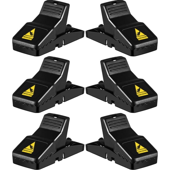 Rat Trap, Large Mouse Traps, Mouse Traps Indoor for Home, Instant Kill Traps for Mouse Rat Chipmunk, Quick Set Up and Reusable - 6 Pack, Black