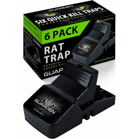 Rat Trap Six Pack - Indoor and Outdoor Traps for Mice, Voles, Rats, Chipmunks - Easy to Set, Powerful Snap, Quick Kill - by