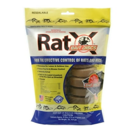 RatX 1lb Bait Discs - Non Toxic, Kills All Species of Rats and Mice