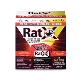 RatX Rodent Killer Bait Trays for Rats & Mice Poison Free, Pet Safe Indoor & Outdoor Use Pellets 3 oz Trays - 2 Pack - 620104
