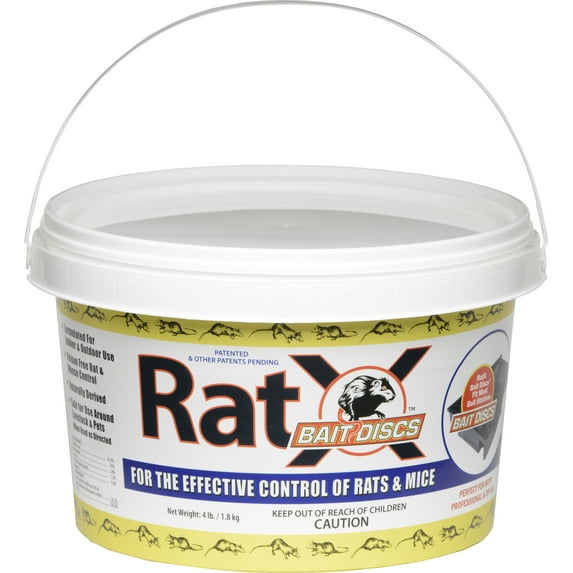 RatX Rodent Control Bait Discs, Rat and Mouse Killer, 4 Pound Bucket ...