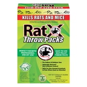 RatX Rodent Killer Bait Pellet Throw Packs for Rats & Mice – Poison Free, Pet Safe | Indoor & Outdoor Use Pellets |6 Throw Packs - 620103