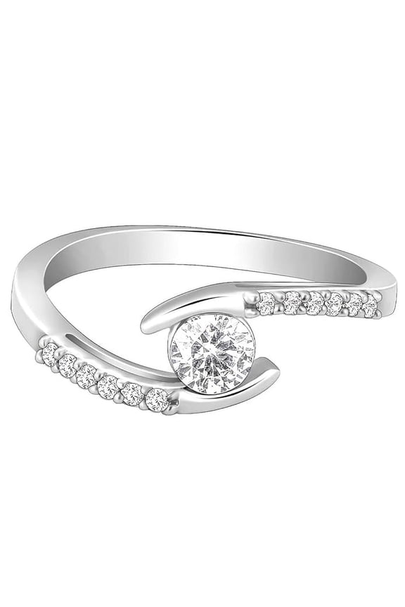 White Moissanite Gemstone Engagement Ring, 925 Sterling Silver