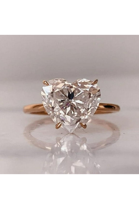 3 Ct Heart Cut Colourless Moissanite Engagement Ring, Rose Gold-Plated