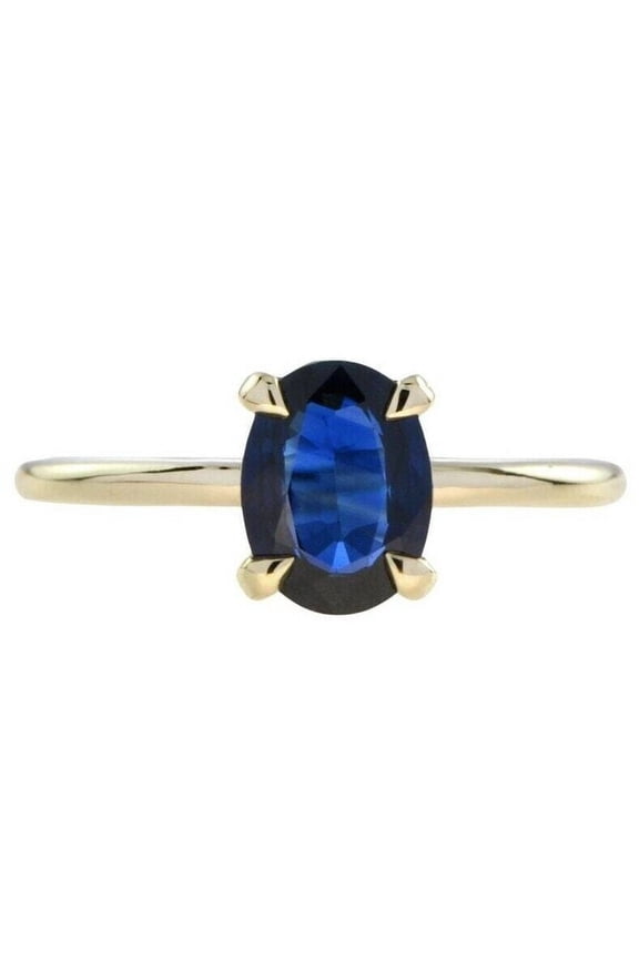 Blue Sapphire Oval Cut Sterling Silver Wedding Ring