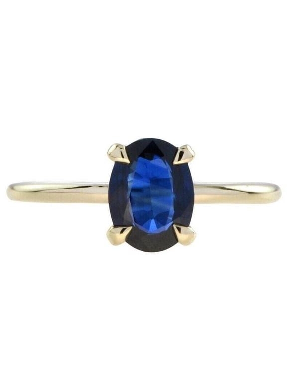 Oval Cut Blue Sapphire 925 Sterling Silver Ring