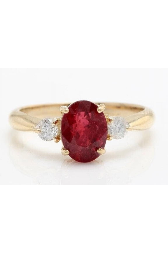 Oval Cut Ruby Gemstone Wedding Ring, 925 Sterling Gold