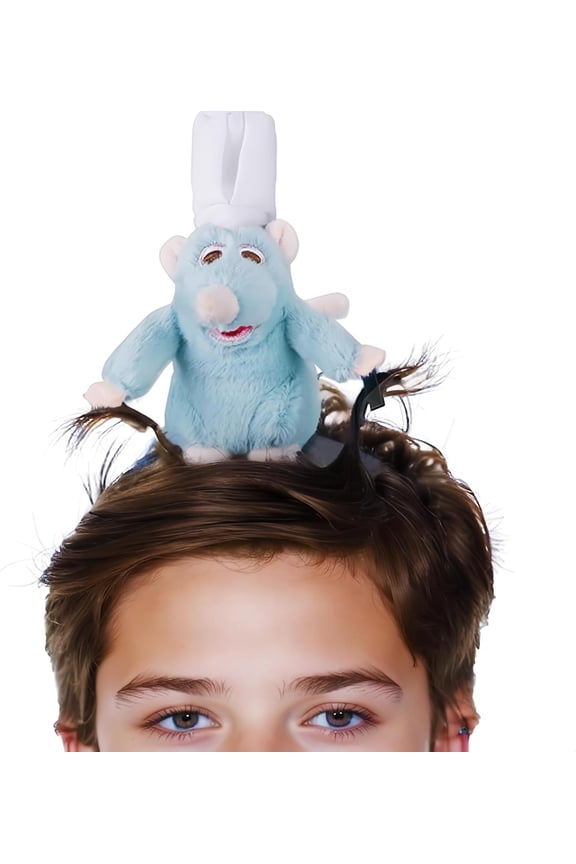 Ratatouille Merch Mouse Chef Headband Ratatouille Headband Rat Plush Toy Headband Hair Clip Cossplay Props Rat Headwear for Christmas Halloween Party Christmas Gift Birthday Gift