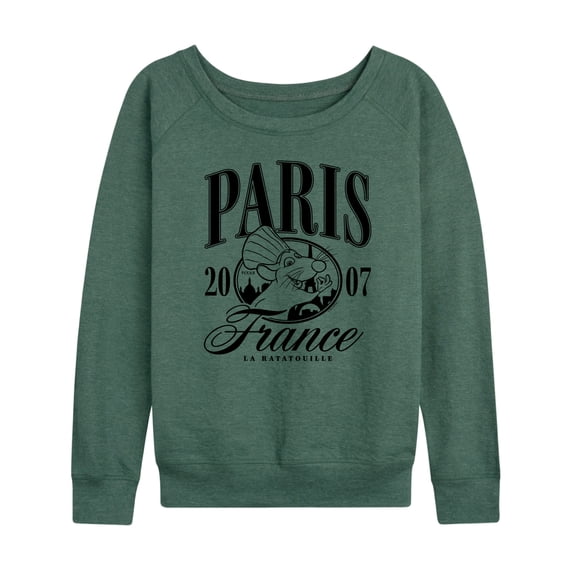 Ratatouille - Paris Collegiate Women's Lightweight French Terry Wide Neck Long Sleeve Graphic Shirt