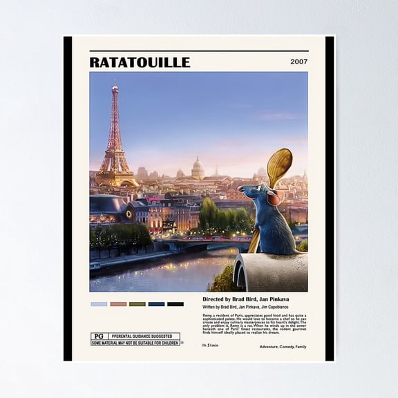 Ratatouille Paris Gourmet Kitchen Little Chef Cooking Animation Wall Decor, Unframed Canvas